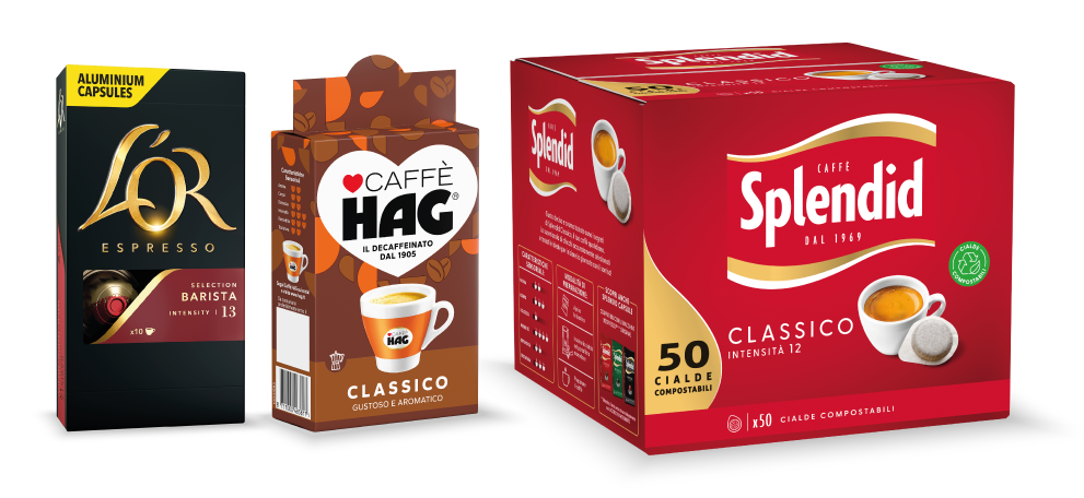 L'OR espresso barista confezione da 10 capsule, HAG classico da 250g e SPLENDID classico da 50 cialde